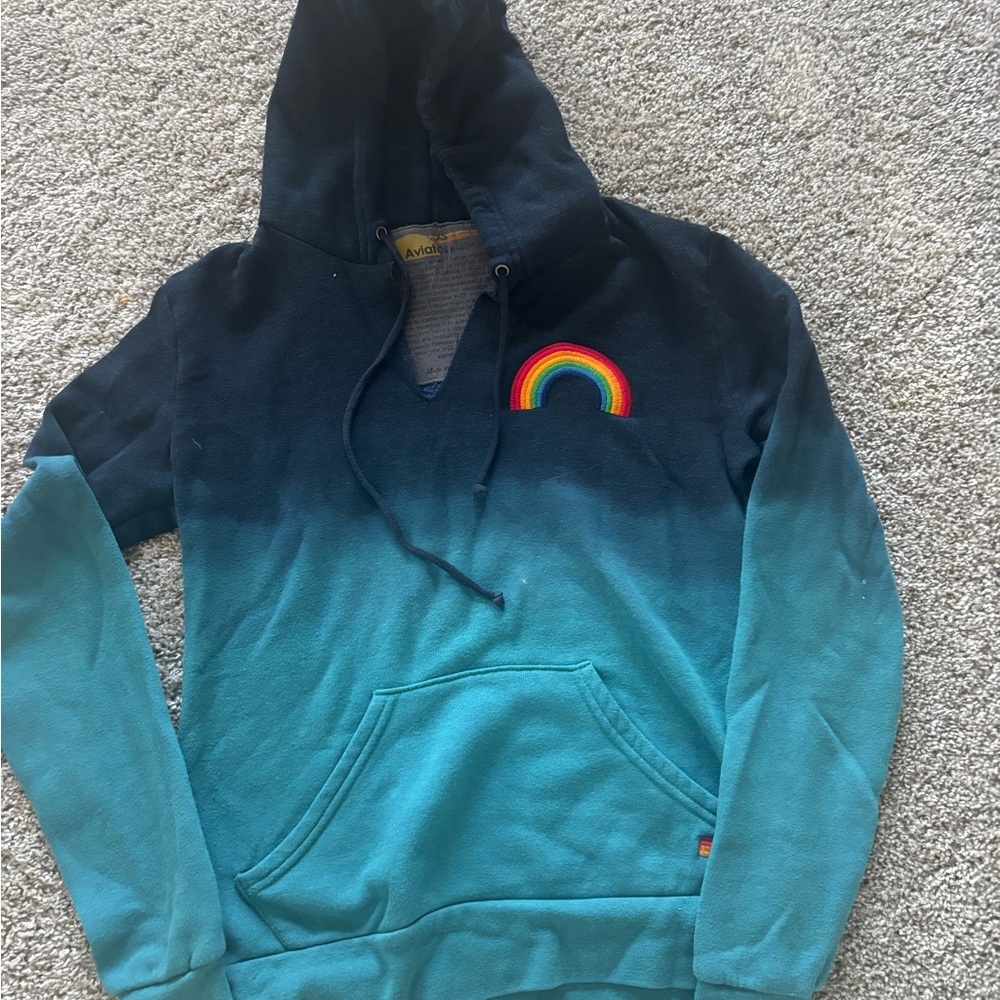 Aviator Nation Navy Hoodie with Rainbow Patch